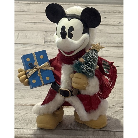 Mickey & Co‎ VTG Fabric Mache Figurines 8" Christmas Santa Mickey & Minnie Mouse - Picture 3 of 16